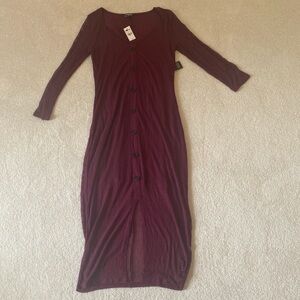 Express Deep Burgundy Long Sleeve Dress